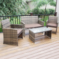 Shinyagrden 4 piezas patio al aire libre PE Rattan mimbre sofá muebles seccionales conjunto, Deluxe